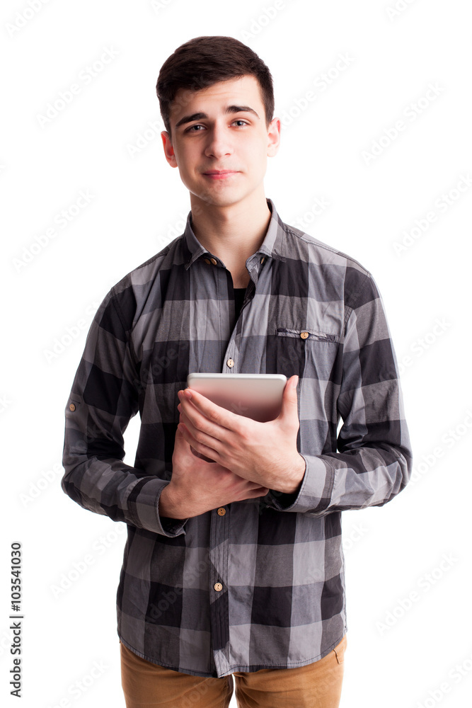 Student work on tablet isolated Student work on tablet isolated