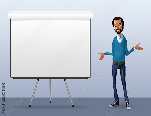 Business speech near the flip chart