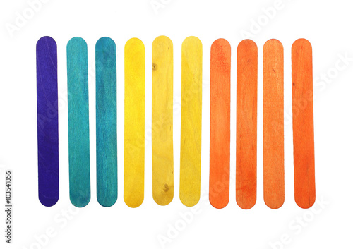 Colorful wood ice lolly sticks  Ice cream sticks  isolated on wh