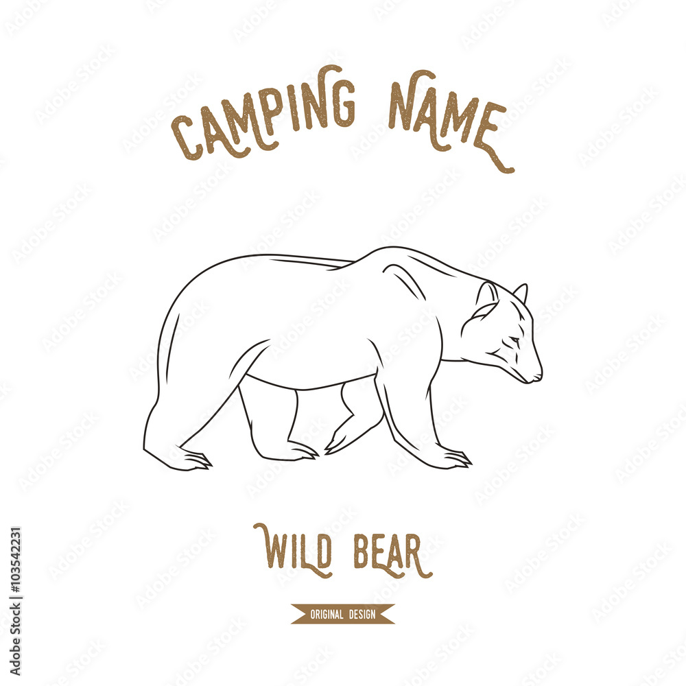 Fototapeta premium Bear vector illustration. European animals silhouettes vintage.