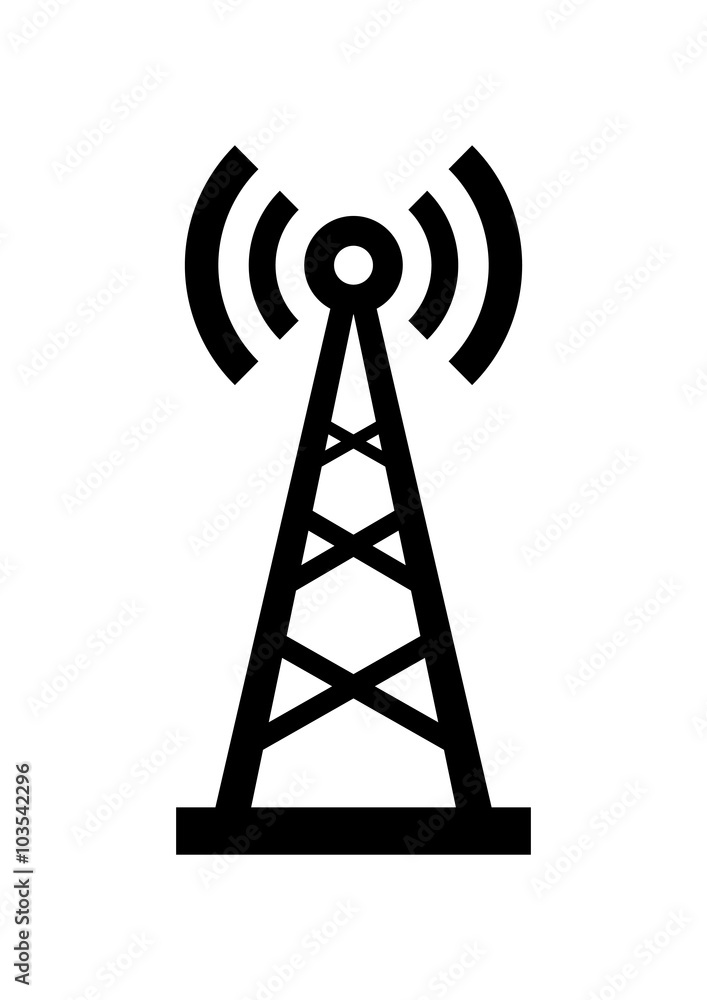 Black transmitter icon on white background Black transmitter icon on white background