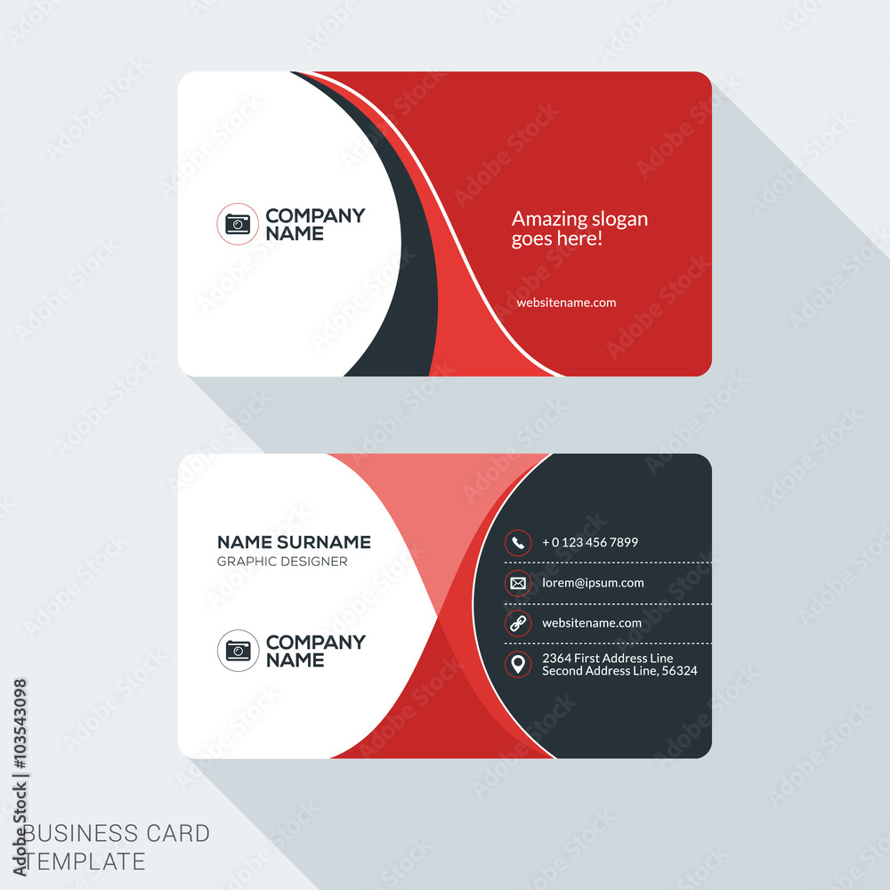 Creative and Clean Business Card Template. Flat Design Vector Illustration. Stationery Design