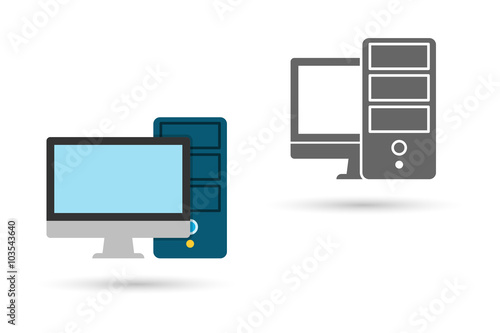 Monitor screen with pc icon flat