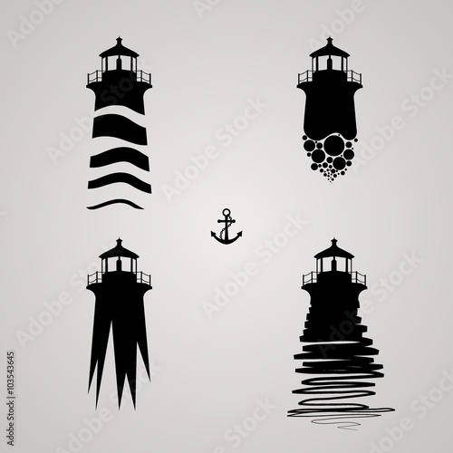 vector illustration of lighthouse set. lighthouse set