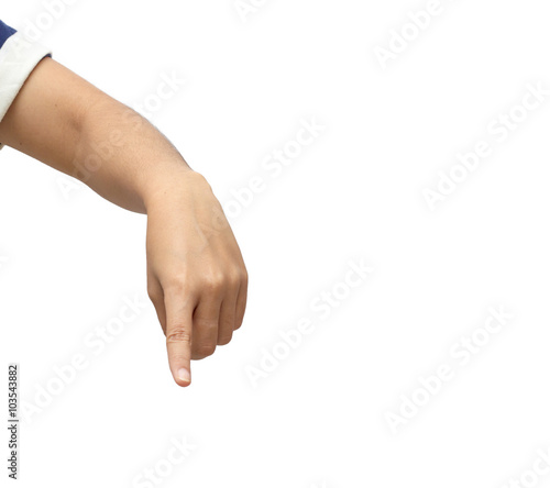 point hand gesture isolated on white background
