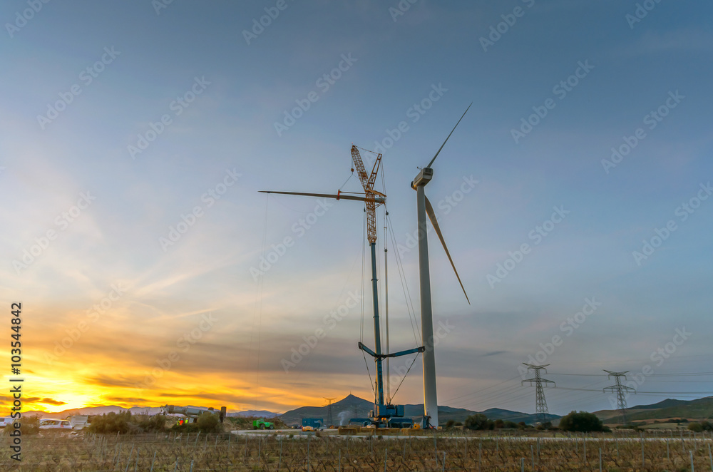 Construstion of wind turbine. Construstion of wind turbine.