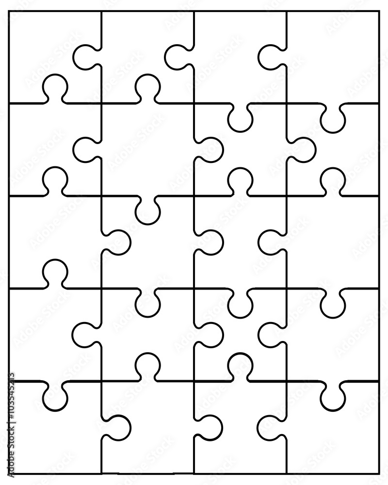 Vector illustration of small white puzzle, separate parts Vector illustration of small white puzzle, separate parts