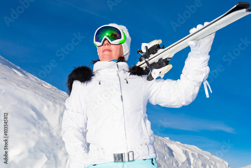 middle-aged woman skier