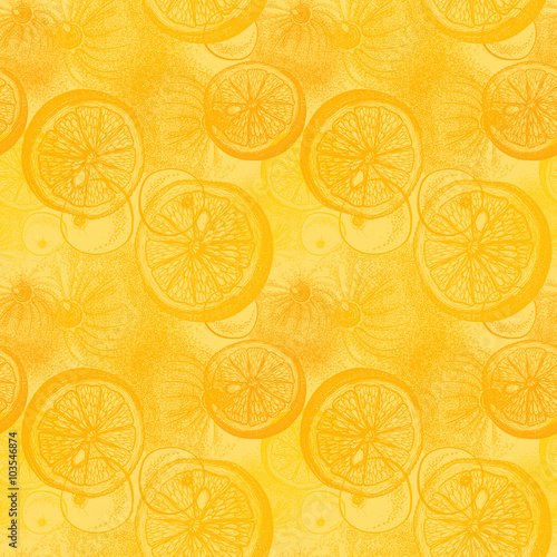 Lemon citrus fruit. Wallpaper seamless pattern