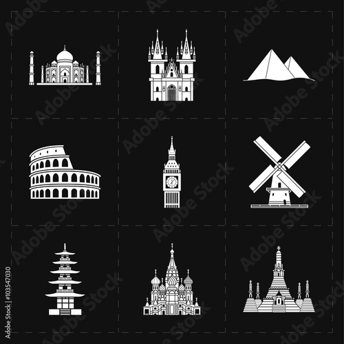 9 flat landmark icons