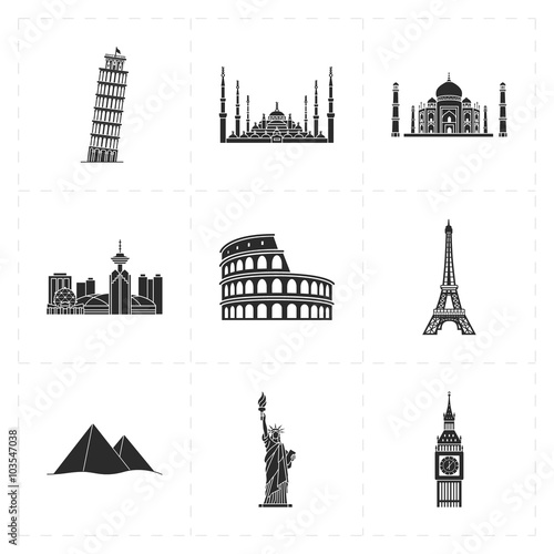 9 flat landmark icons