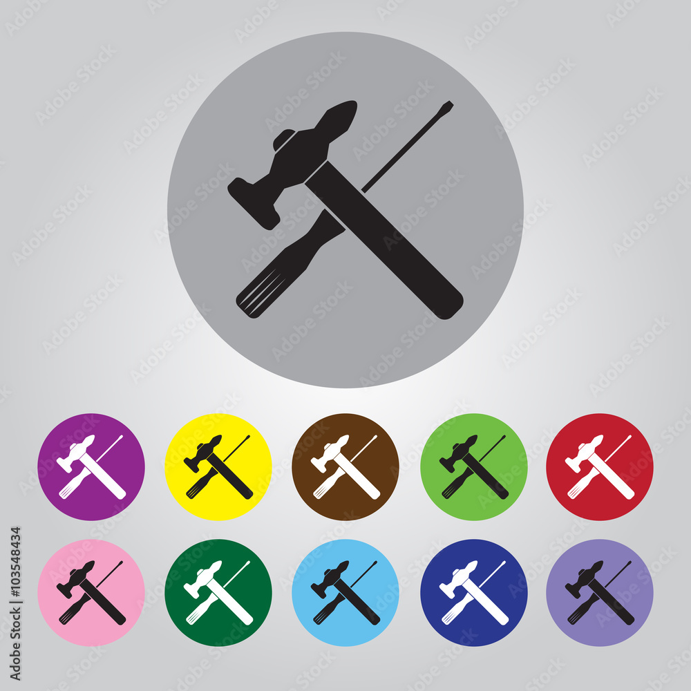 Vector Hammer and Screwdriver Icon Vector Hammer and Screwdriver Icon