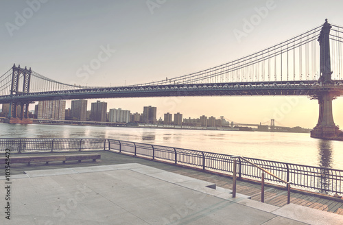 Sunset view of Brooklyn Bridge  New York