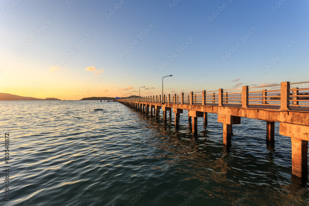 Long cement bridge or pier into the sea
