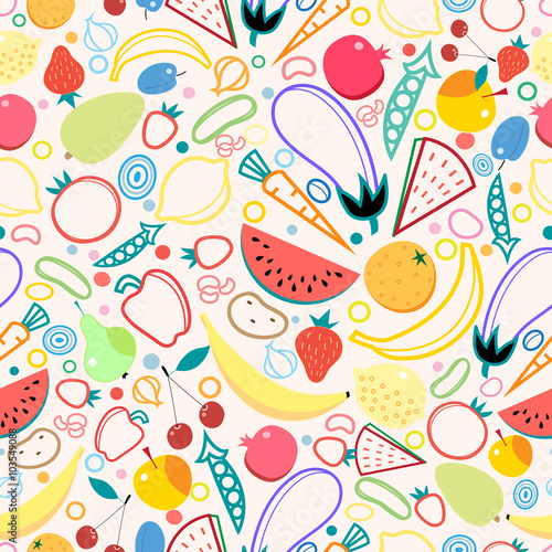 Seamless pattern fruits and vegetables © tanor27