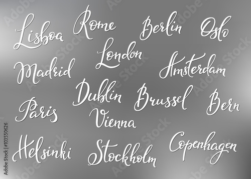 Photography Europe capitals names set