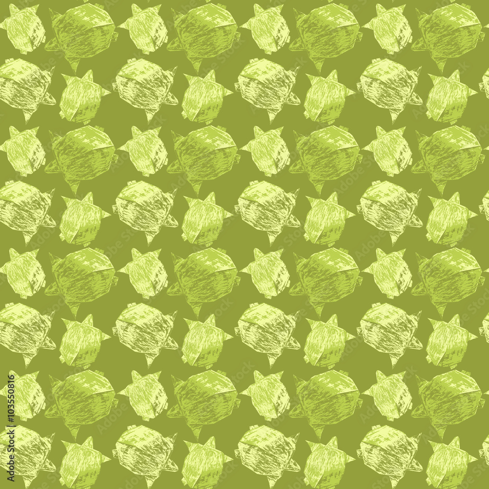 Origami creative turtles drawing illustration in wallpaper seaml