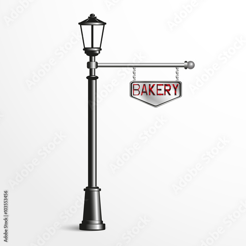 Street post with a sign. Vector illustration.
