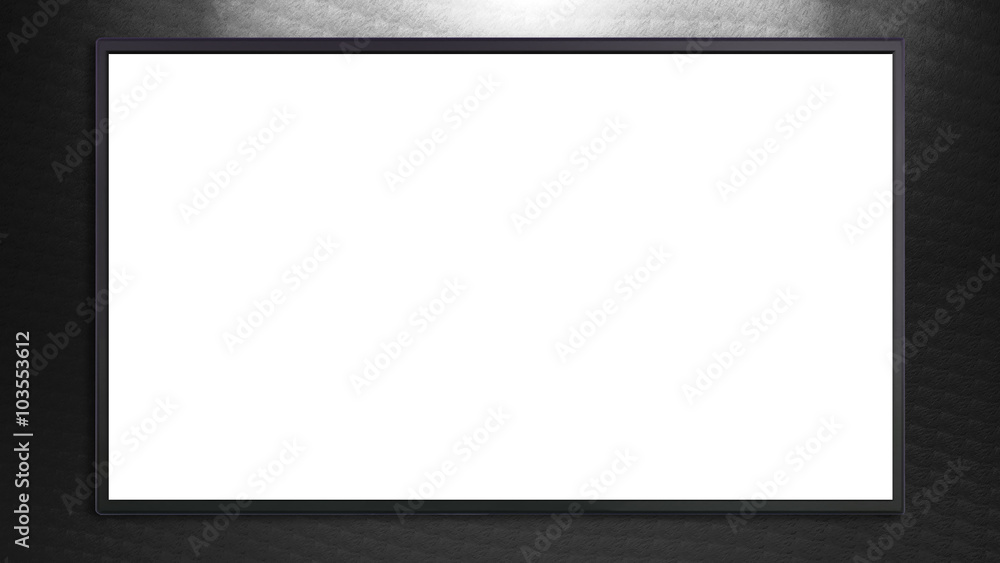 large TV display on background wall white large TV display on background wall white