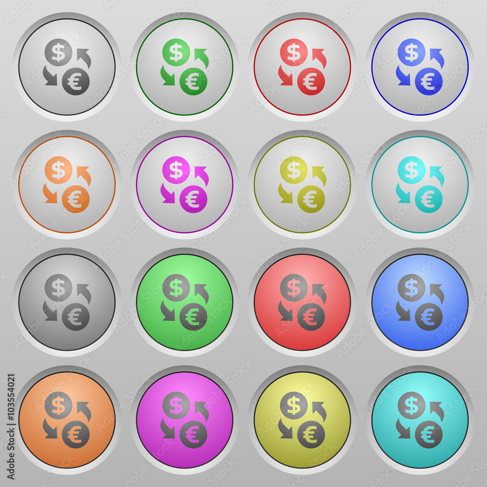 Dollar euro exchange plastic sunk buttons Dollar euro exchange plastic sunk buttons