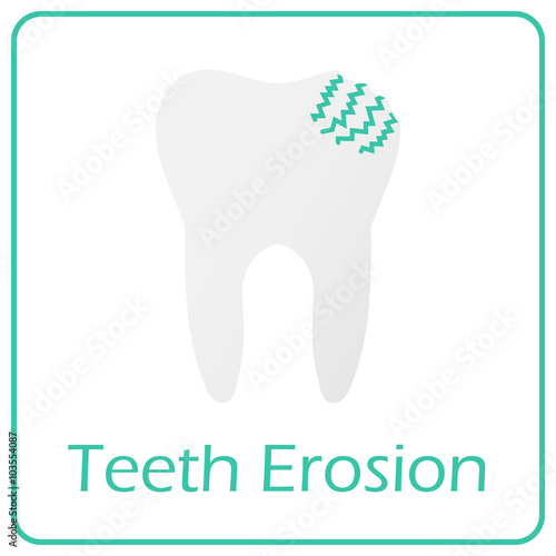 Teeth erosion icon design in modern style with cyan colors and border. Isolated dental logo symbol.
