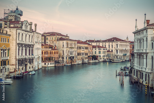 Typical old houses along Grand Channel (Canal Grande) at morning, Venice (Venezia), Italy, Europe, vintage filtered style   © AR Pictures