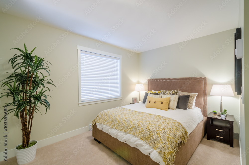 Fototapeta premium Beautiful and modern home and hotel bedroom interior design.