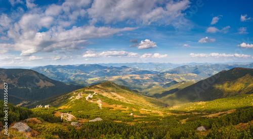 Beautiful landscape in the mountains. View from the top of  peak. © vovik_mar