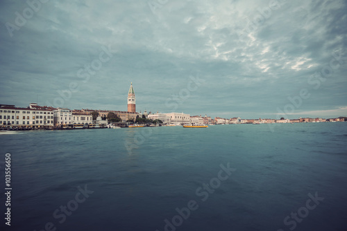 view of Venice waterfront, Piazza San Marco and The Doge's Palace, Venice, Italy, Europe, Vintage filtered style   © AR Pictures