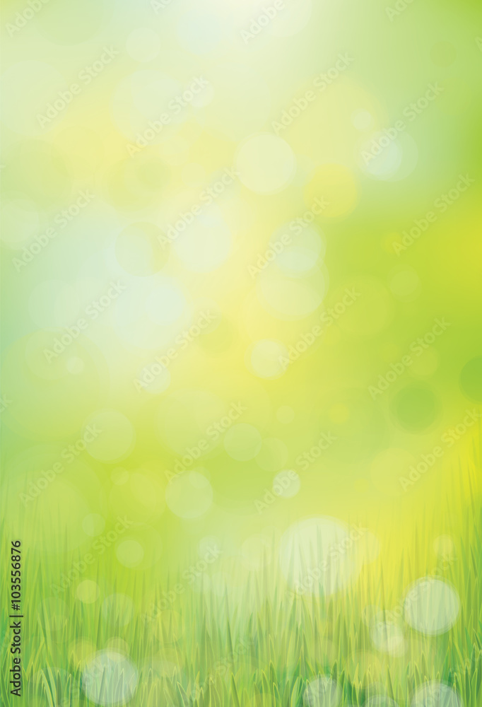 Vector green, bokeh, nature background.