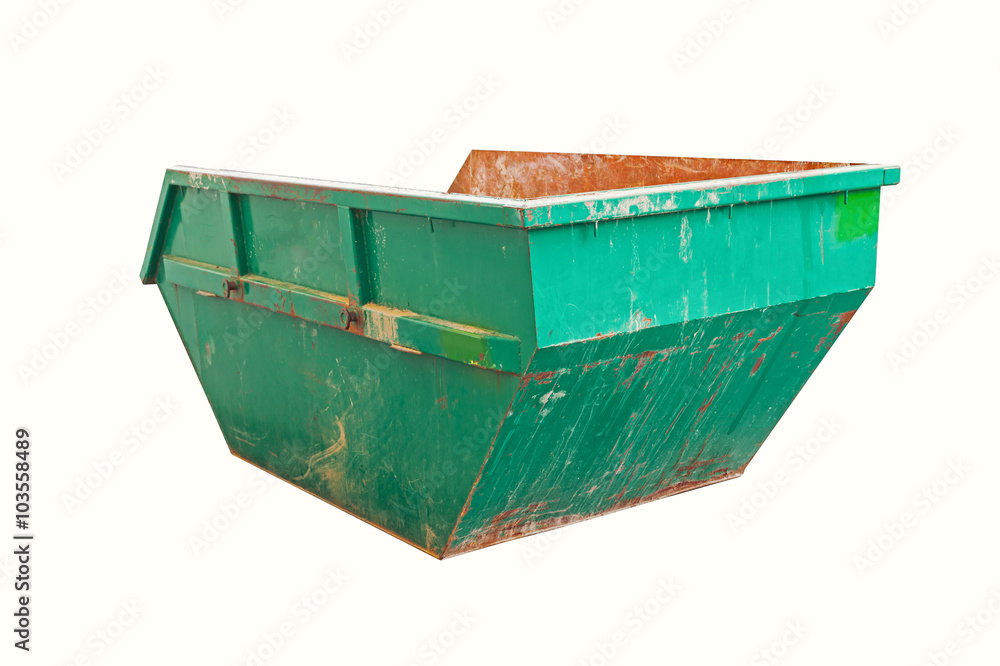 Big green trash container isolated on white Big green trash container isolated on white
