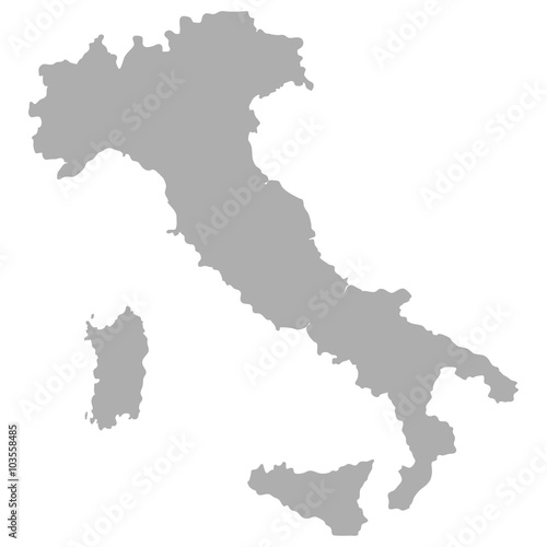 Map of Italy in gray on a white background
