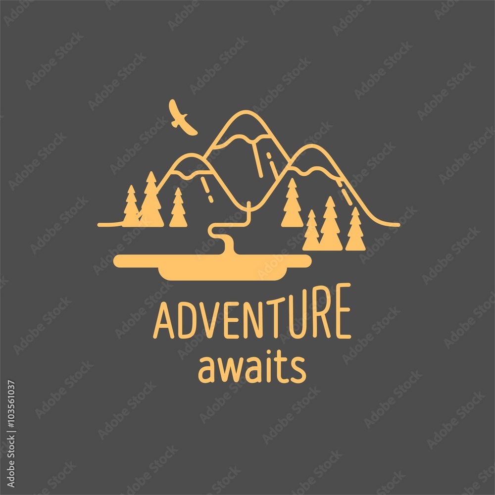 Adventure awaits. Element for greeting cards, posters and t-shirts printing. Vector illustration.