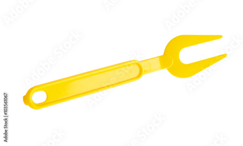 Children's plastic fork yellow color