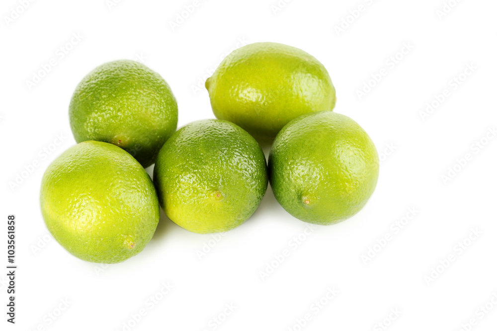 Lime fruits isolated on a white background Lime fruits isolated on a white background