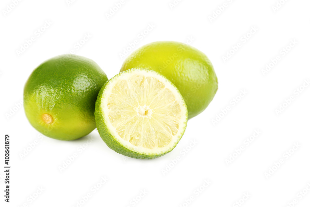 Lime fruits isolated on a white background Lime fruits isolated on a white background