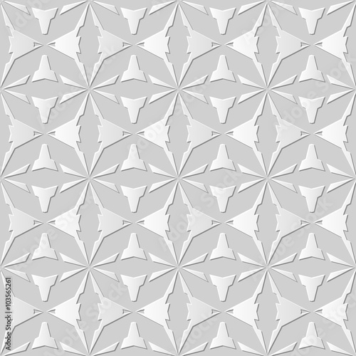 Vector damask seamless 3D paper art pattern background 054 Octagon Cross Geometry   © Phoebe Yu