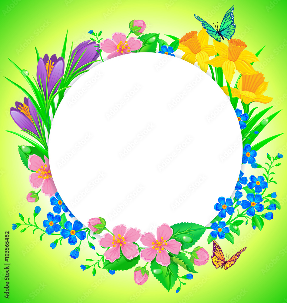 Round banner spring flower