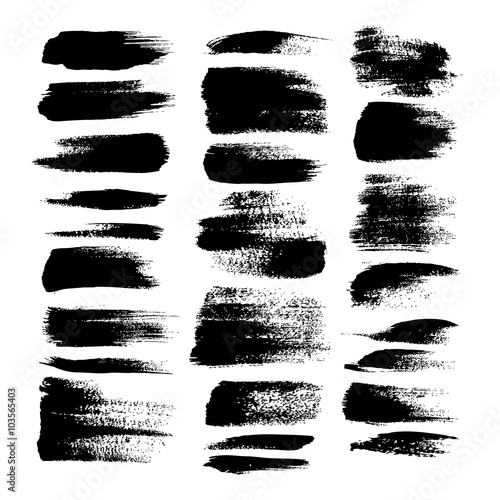 Black textured strokes big set isolated on a white background