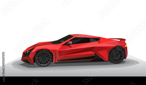Red sport car - polygon style.