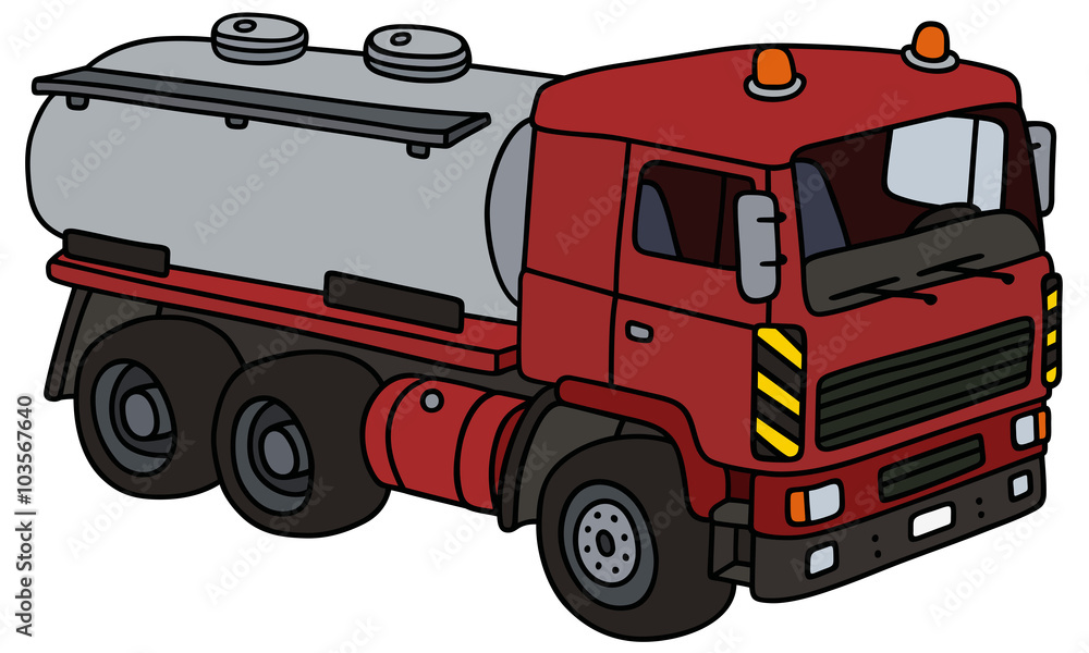 Red tank truck / Hand drawing, vector illustration Red tank truck / Hand drawing, vector illustration