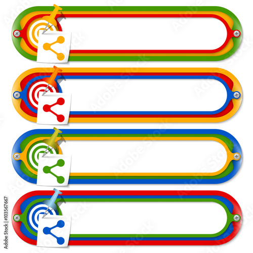 Four colored frames for any text with share symbol