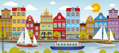 Old town and river (European city)