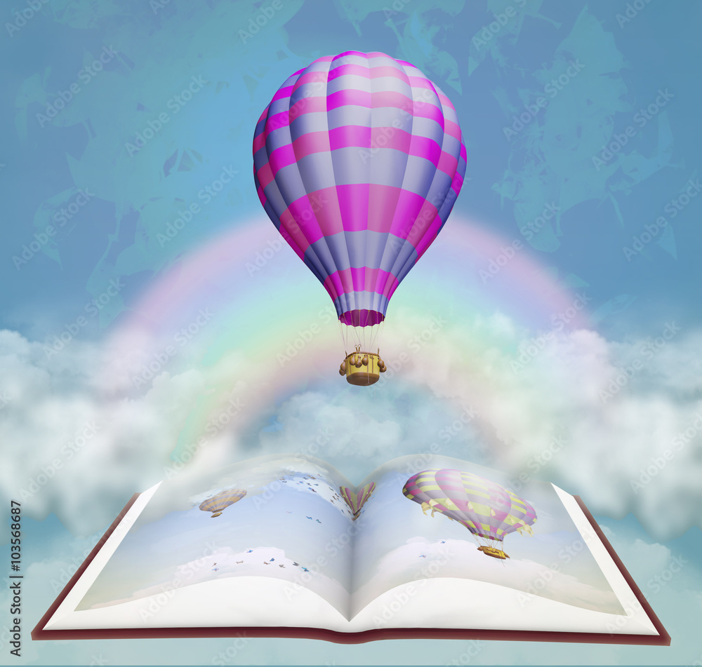Obraz Book in the sky. Illustration