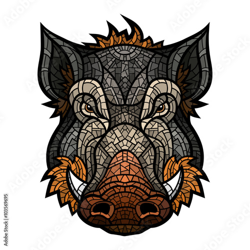 Head of boar mascot color in mosaic style