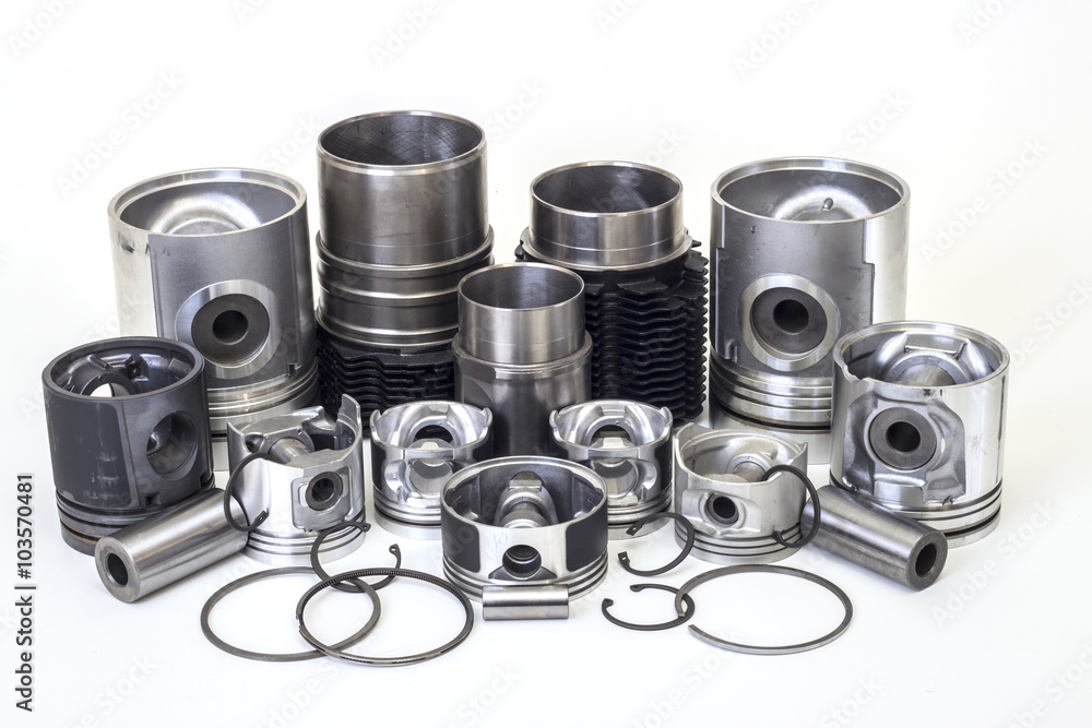 auto piston parts white background isolated