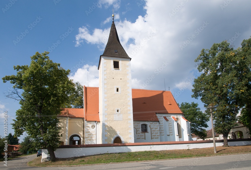 Gotique church in village Mladosovice, South Bohemia, Czech republic