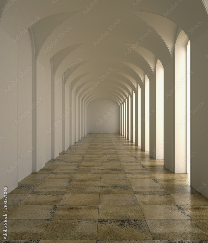 Fototapeta premium 3d rendering. Colonnade. The white classic interior
