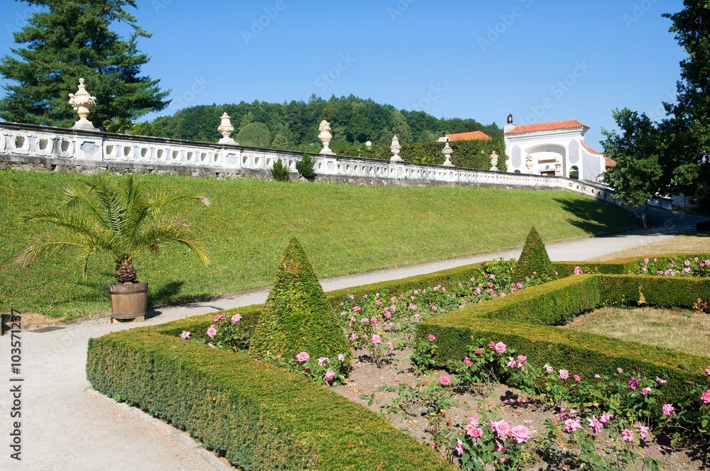 The gardens at the castle Czech Krumlov in southern Bohemia, Czech Republic The gardens at the castle Czech Krumlov in southern Bohemia, Czech Republic