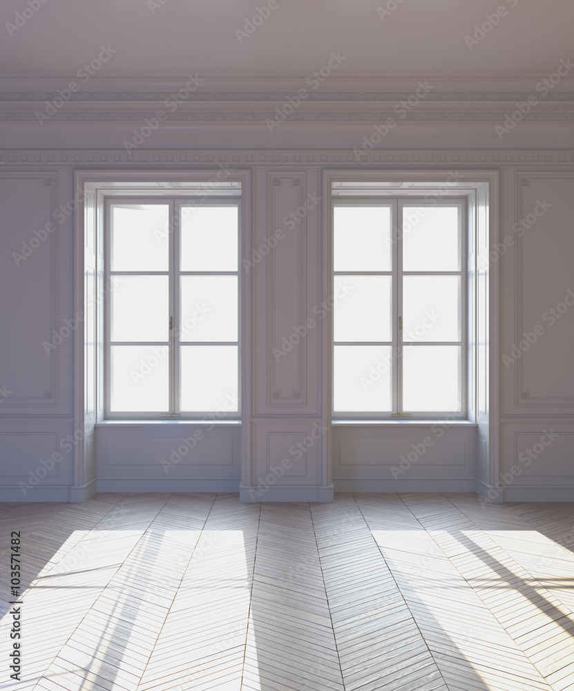 3d rendering. The white classic interior 3d rendering. The white classic interior